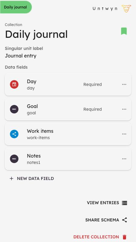 Define schema view in Untwyn